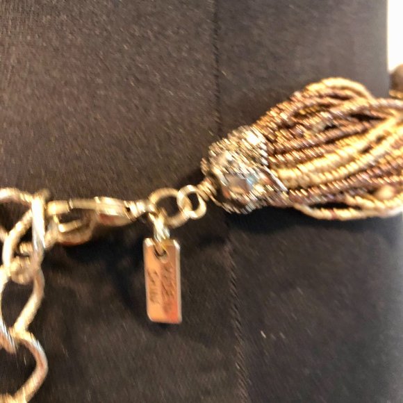 Chicos MIxed Bronze Tone Metal Stones Textured Carved Chain Belt  41\